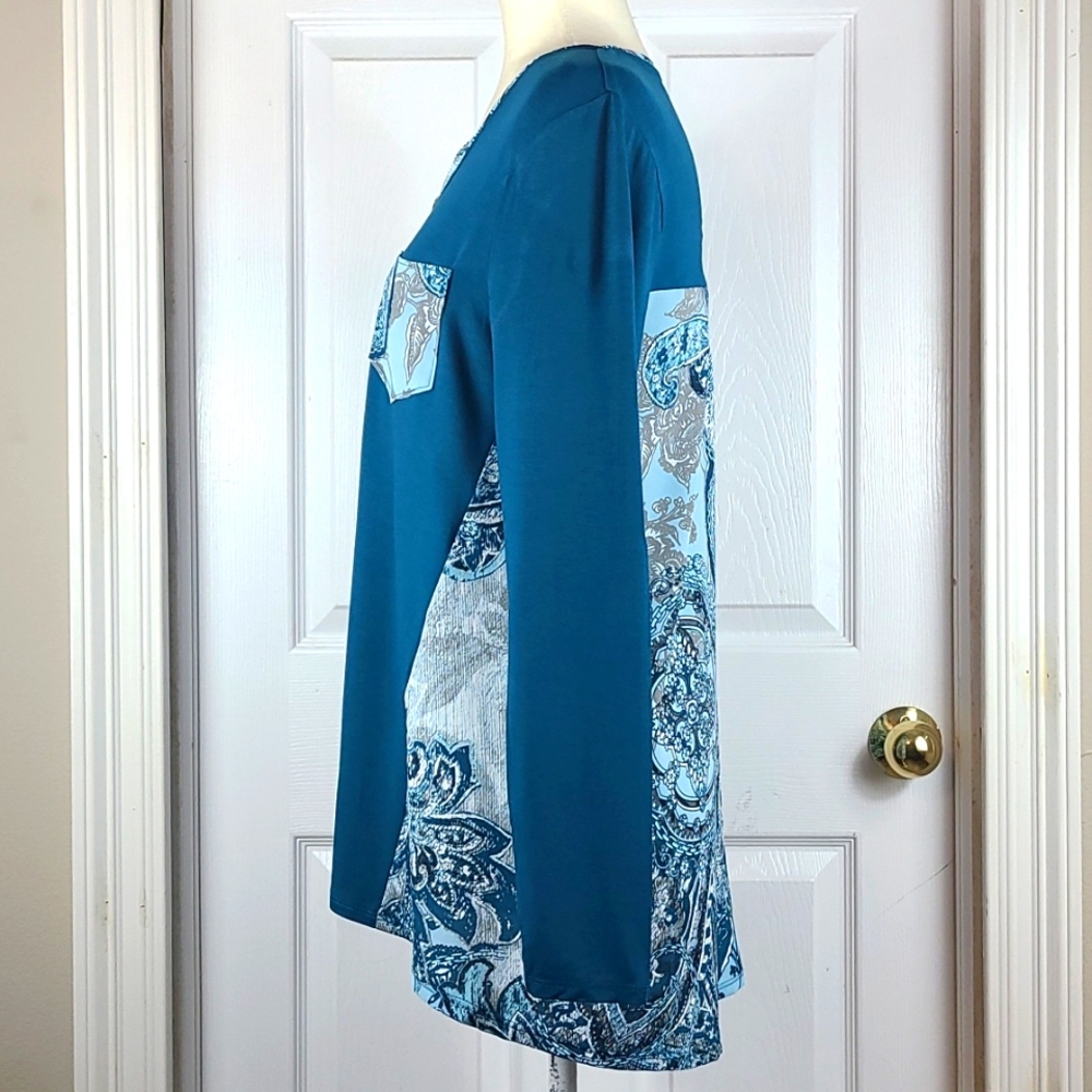 Chico's Mixed Material Blouse - Picture 6 of 10